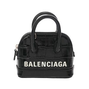 BALENCIAGA Ville Top Handle Black Crocodile Handbag